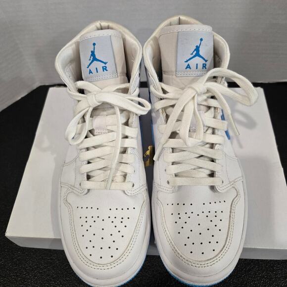 Nike Air Jordan 1 Mid Women's Dk Powder Blue/White Sneakers Sz 7 BQ6472 114 - Picture 2 of 13